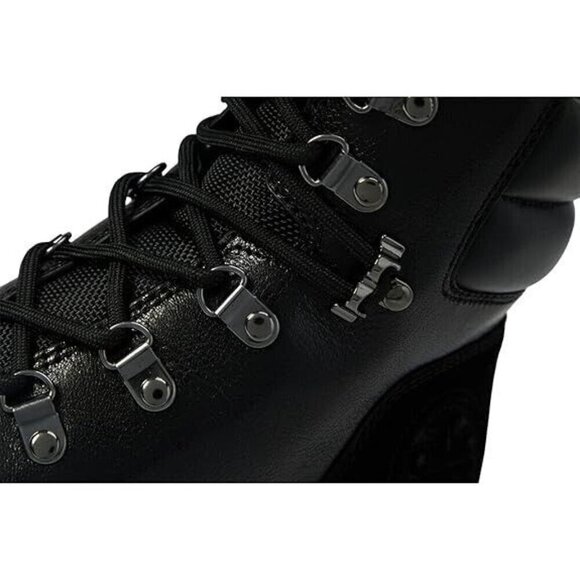 Tory Burch Miller Black Leather Suede Logo Lug Hiker Moto Ankle Boots - Picture 8 of 16